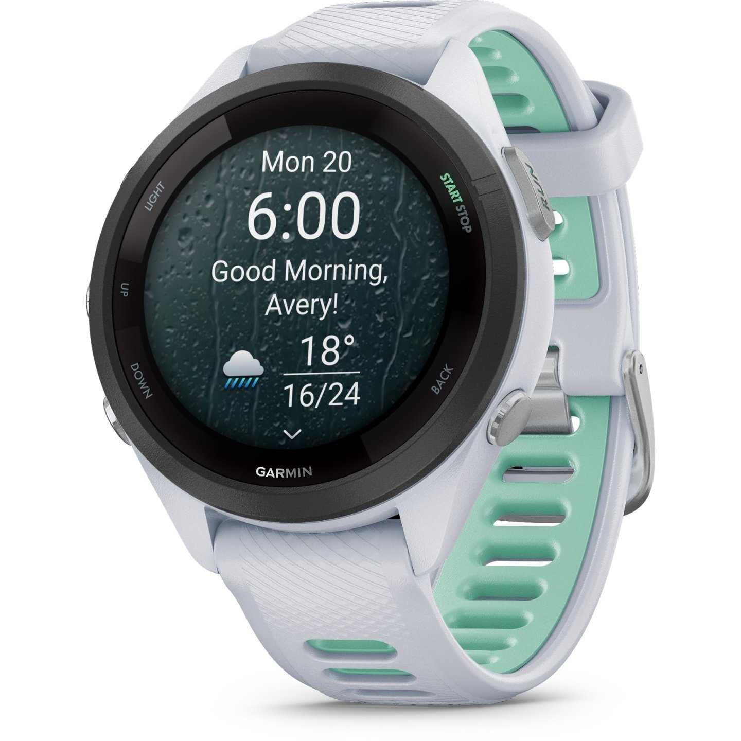 Garmin Forerunner 265S GPS Laufuhr – steinweiß/mintgrün