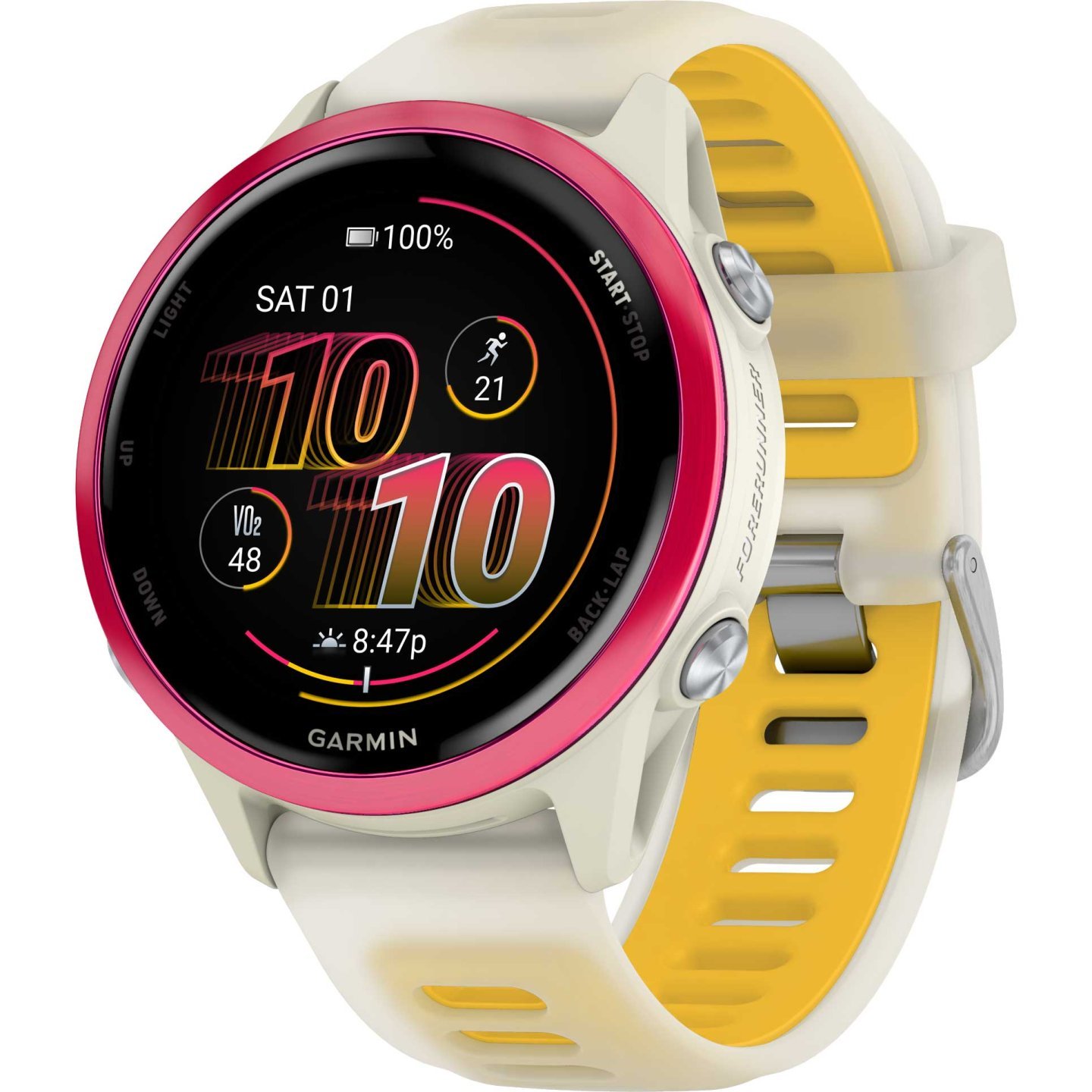 Garmin Forerunner 570 GPS Smartwatch – 42mm – Bone/Himbeerrot