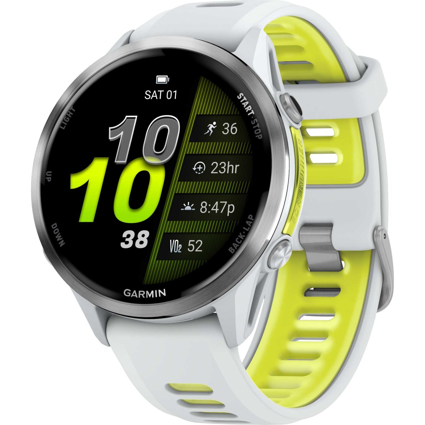 Garmin Forerunner 970 GPS Smartwatch – Steinweiss/Amp Yellow Titan