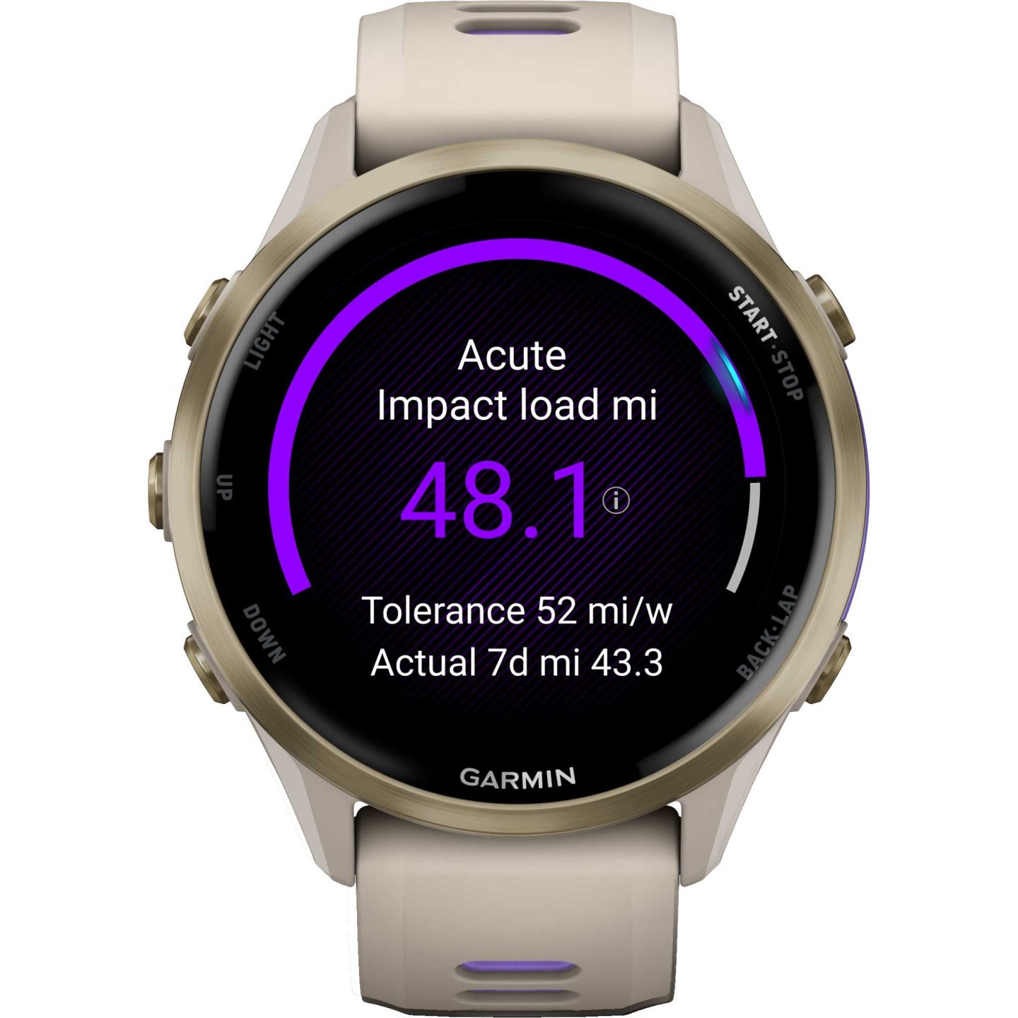 Garmin Forerunner 970 GPS Smartwatch – French Gray/Softgold Titan