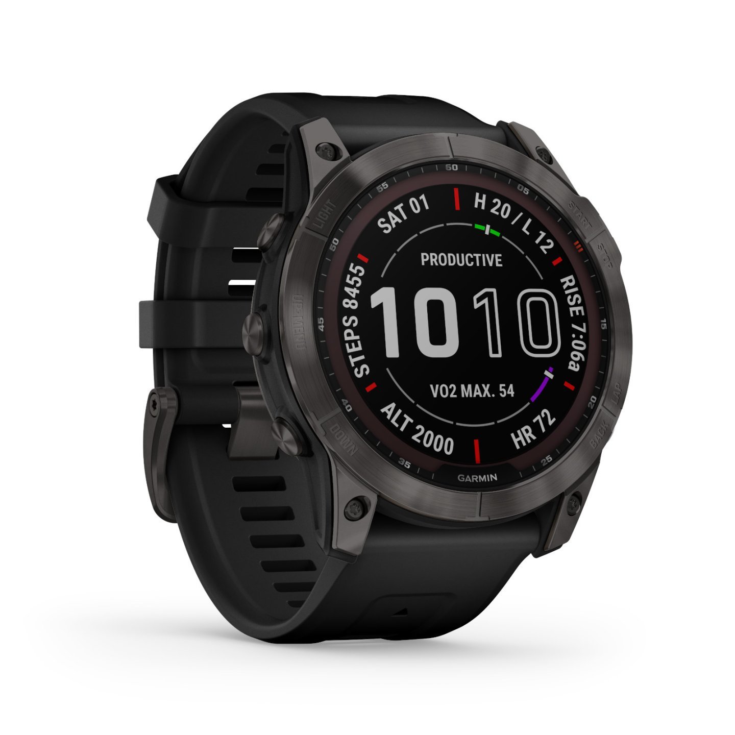 Garmin fenix 7X Sapphire Solar GPS Smartwatch – schiefergrau/schwarz – DLC-Titan