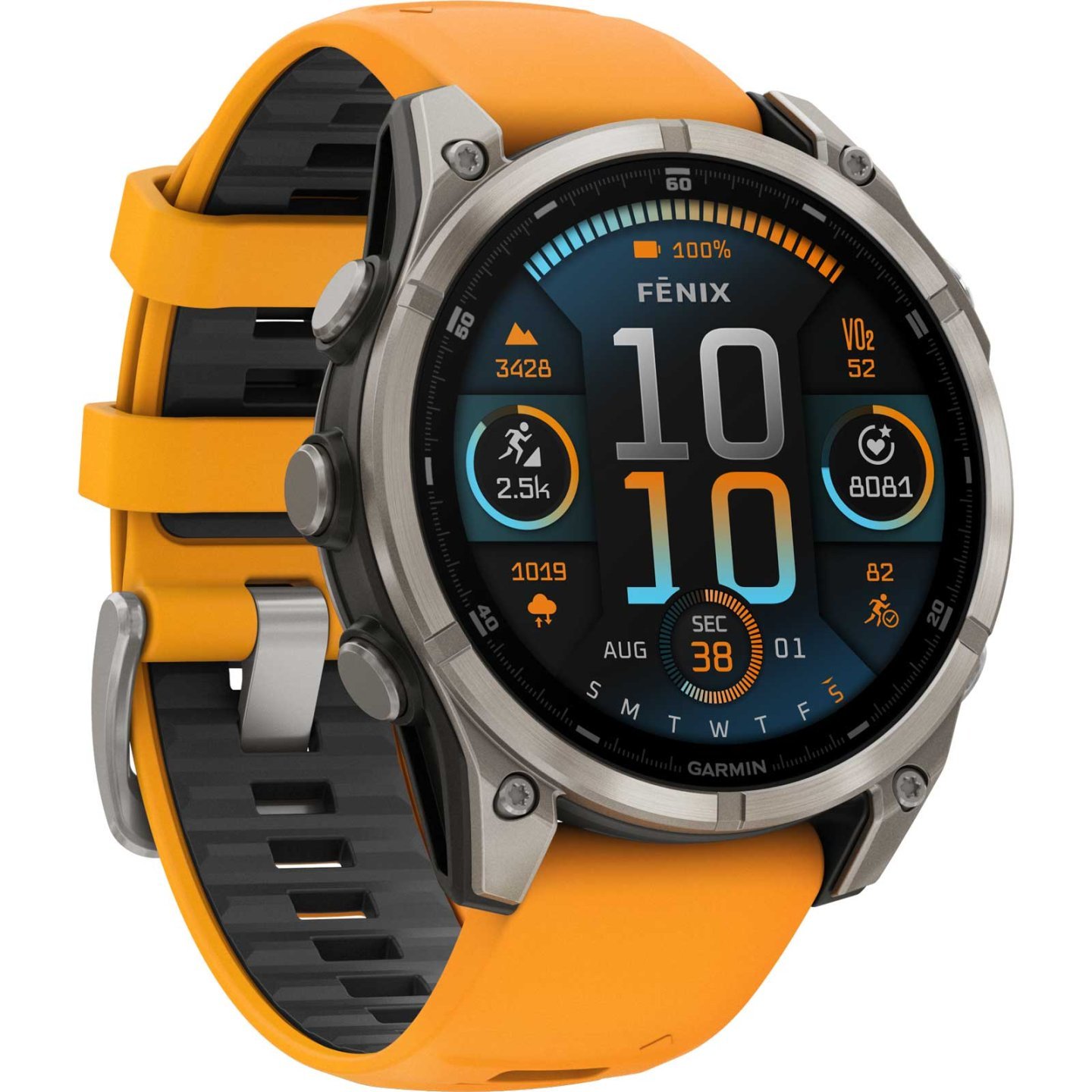 Garmin fenix 8 AMOLED Sapphire GPS Smartwatch – 47mm – Graphit/Spark Orange Titan