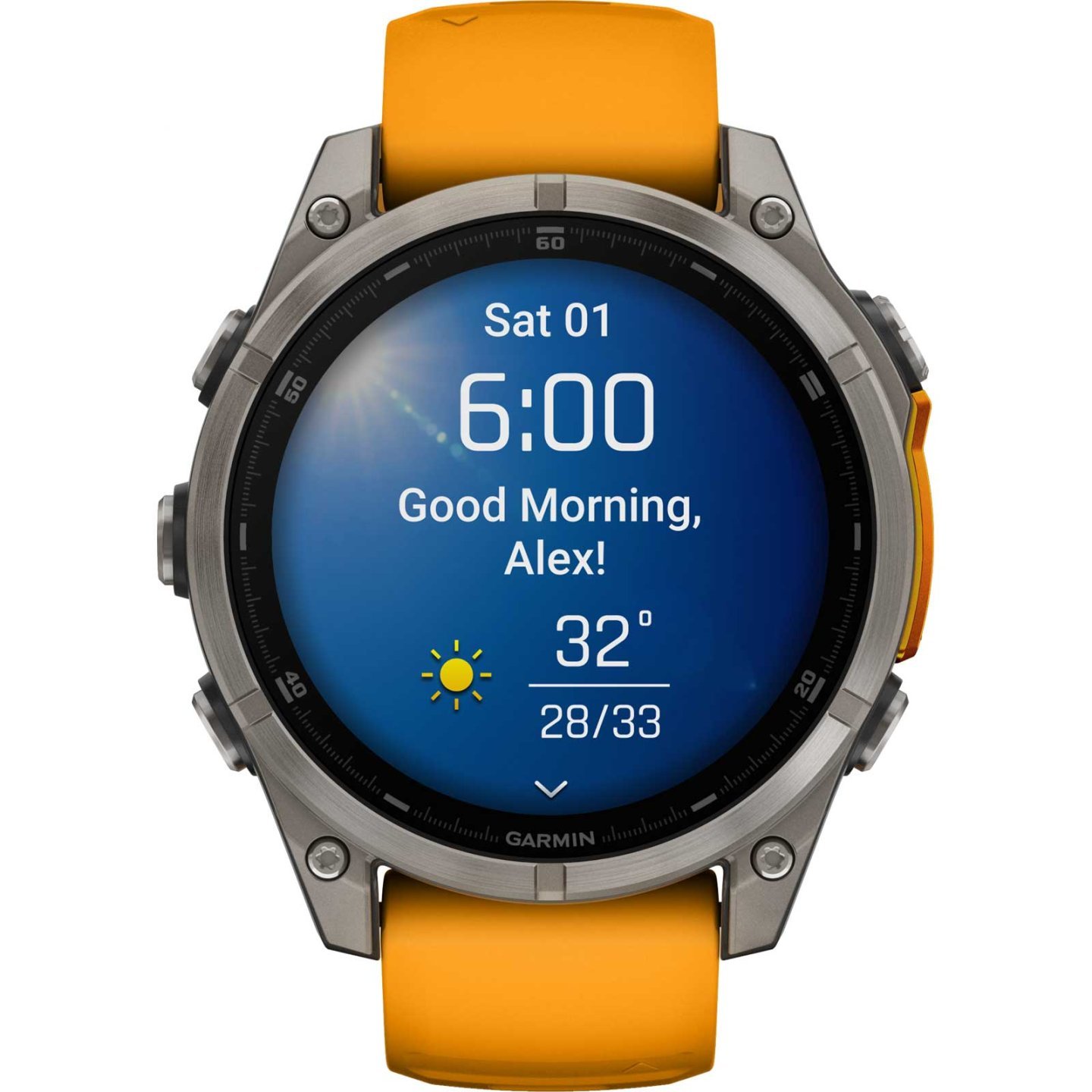 Garmin fenix 8 AMOLED Sapphire GPS Smartwatch - 47mm - Graphit/Spark Orange Titan – Bild 4